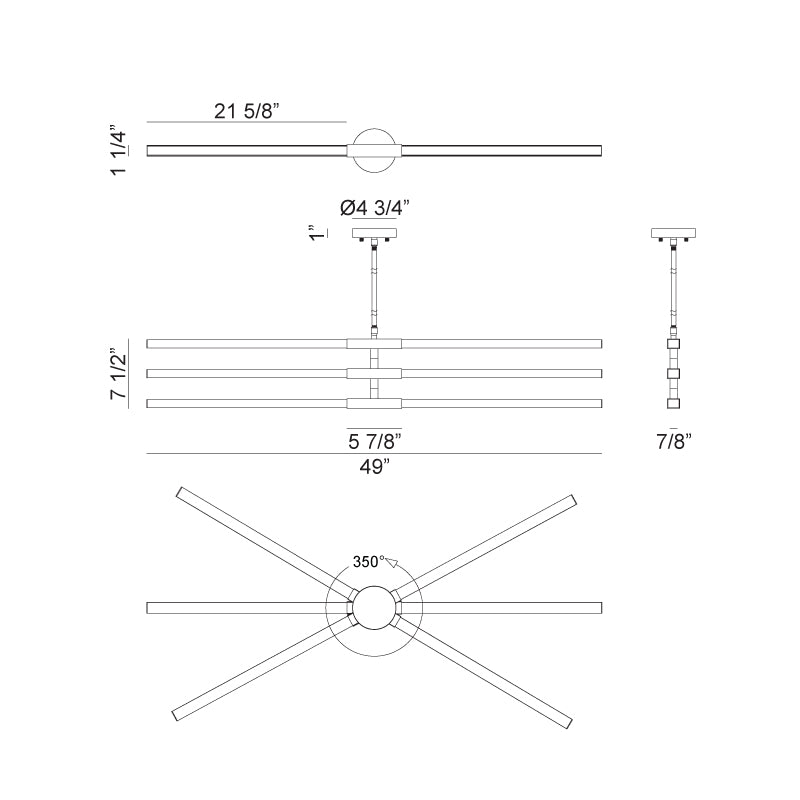 LED Steel Frame with Acrylic Diffuser Two Tone Adjustable Chandelier
