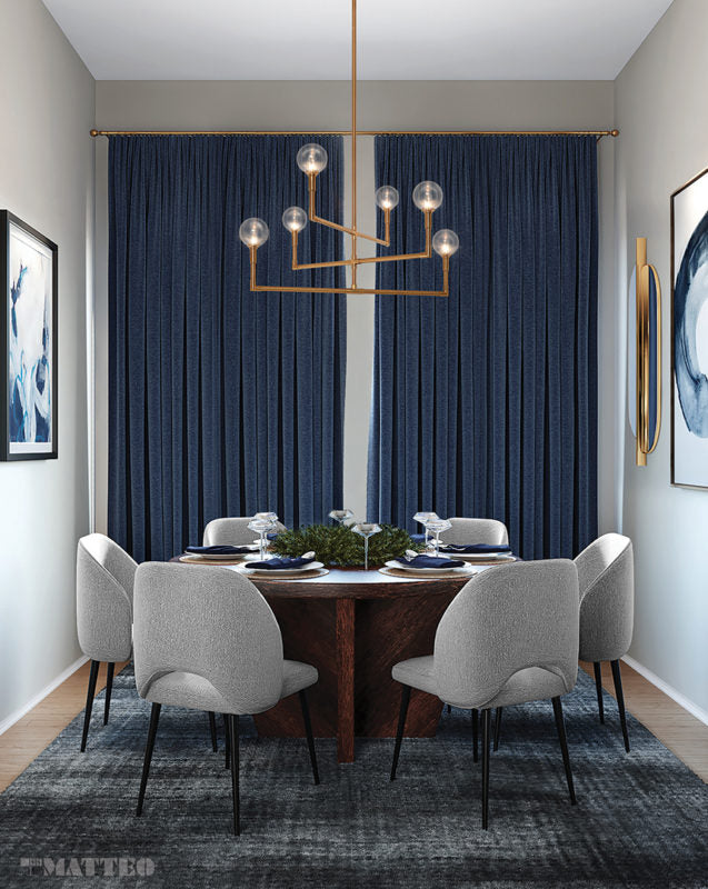 Steel Rod Arms with Glass Globe Chandelier