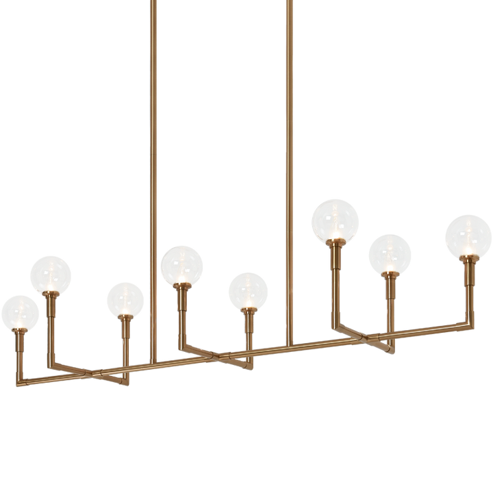 Steel Rod Arms with Glass Globe Linear Chandelier