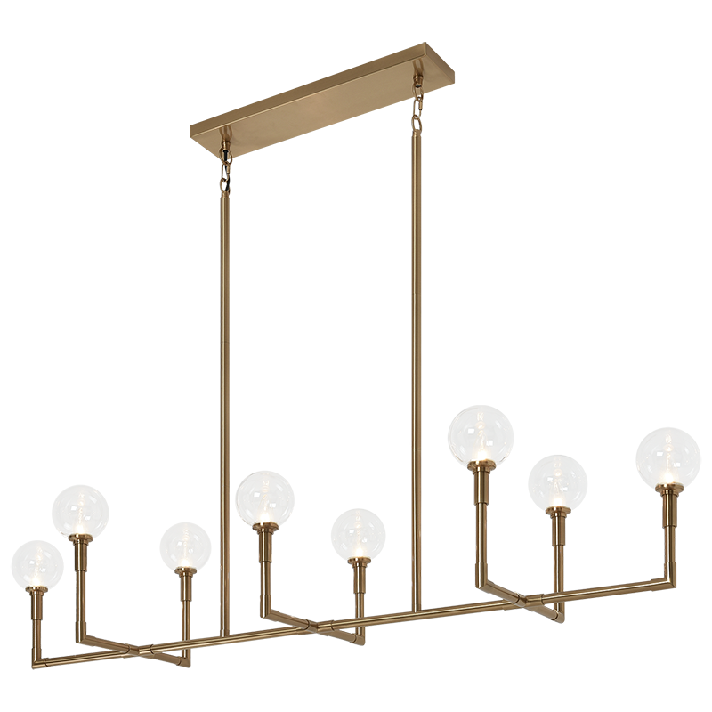 Steel Rod Arms with Glass Globe Linear Chandelier