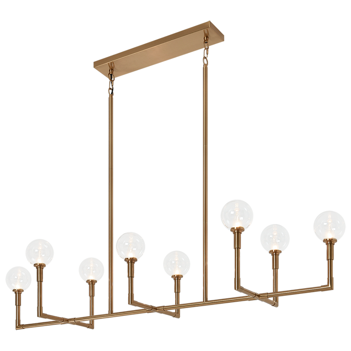 Steel Rod Arms with Glass Globe Linear Chandelier