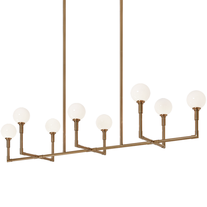Steel Rod Arms with Glass Globe Linear Chandelier