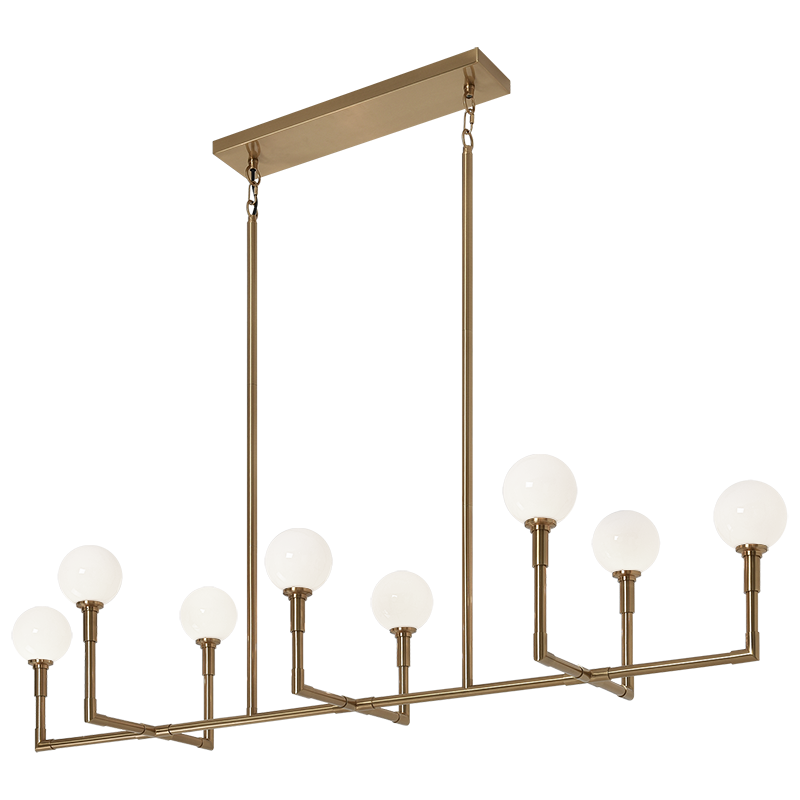 Steel Rod Arms with Glass Globe Linear Chandelier