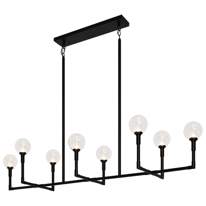 Steel Rod Arms with Glass Globe Linear Chandelier