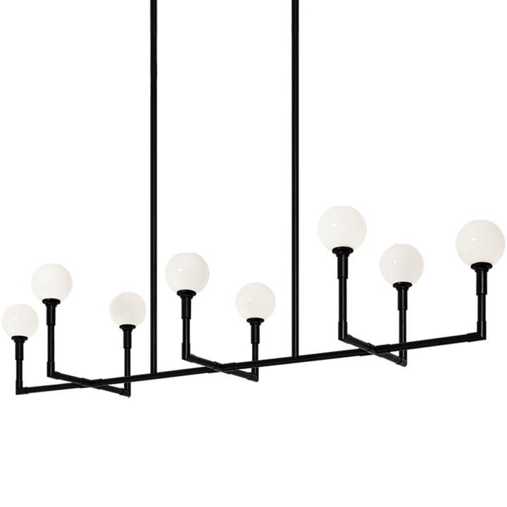 Steel Rod Arms with Glass Globe Linear Chandelier