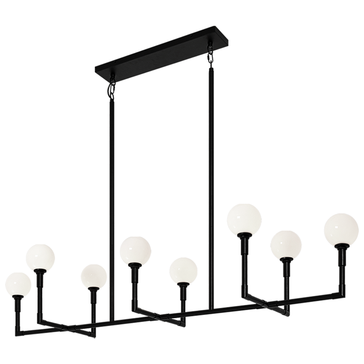 Steel Rod Arms with Glass Globe Linear Chandelier