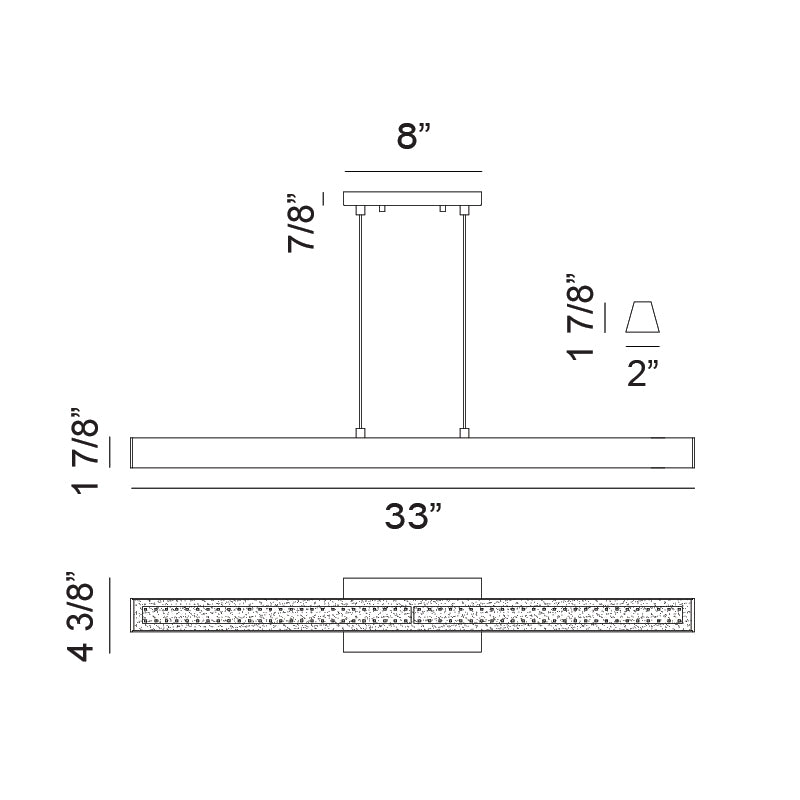 LED Steel Frame with Acrylic Diffuser Linear Pendant