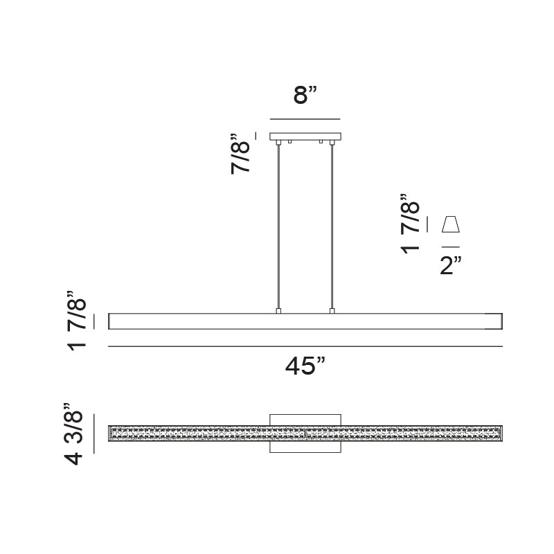 LED Steel Frame with Acrylic Diffuser Linear Pendant