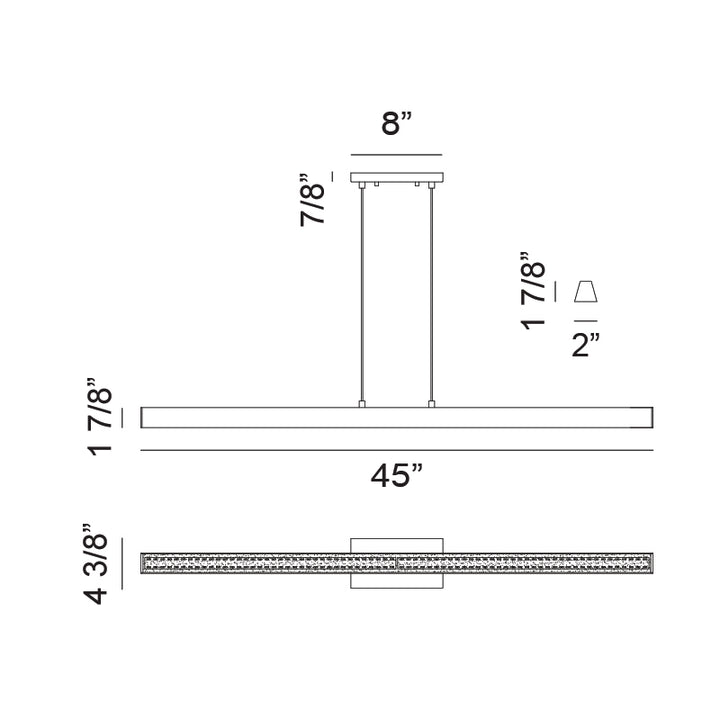 LED Steel Frame with Acrylic Diffuser Linear Pendant