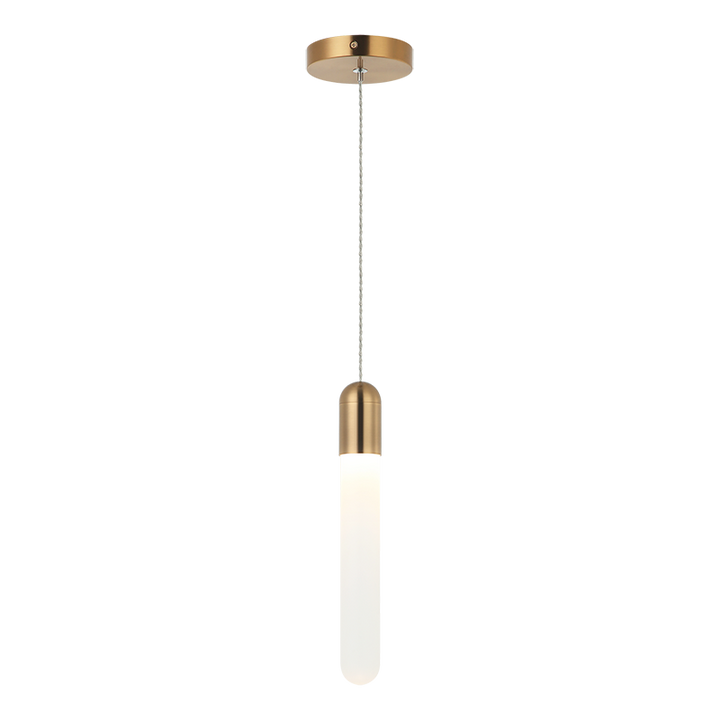 Steel Frame with Frosted Cylindrical Glass Single Pendant
