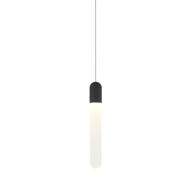 Steel Frame with Frosted Cylindrical Glass Single Pendant