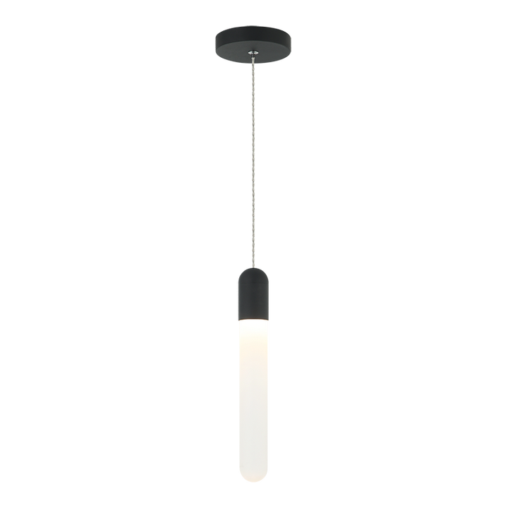Steel Frame with Frosted Cylindrical Glass Single Pendant