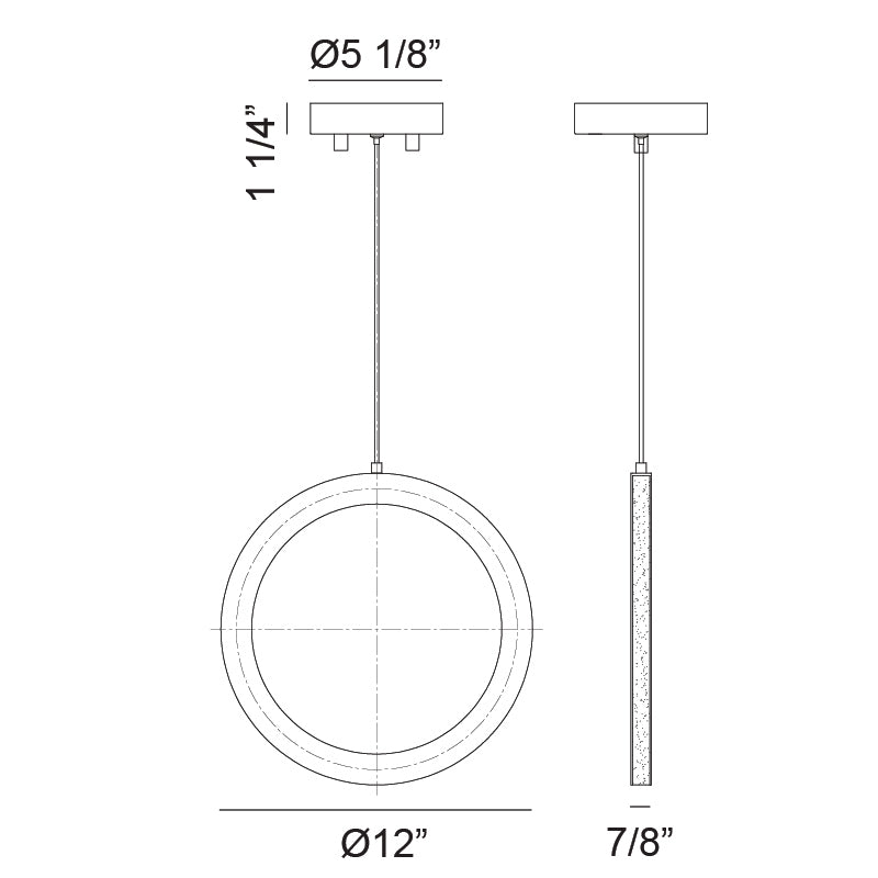 LED Steel Ring Frame with Acrylic Diffuser Pendant 3CCT