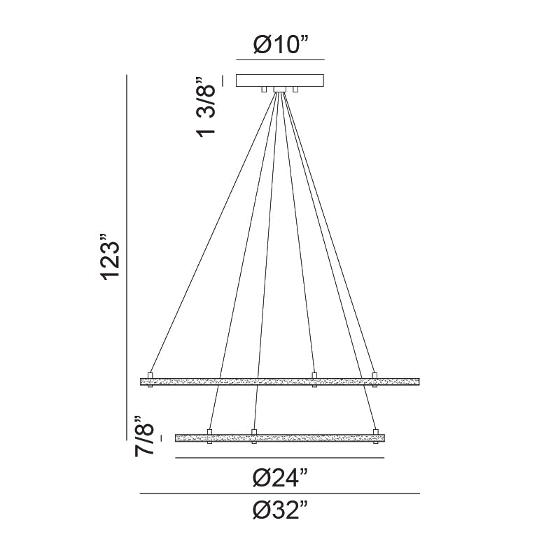 LED Steel Ring Frame with Acrylic Diffuser Chandelier 3CCT