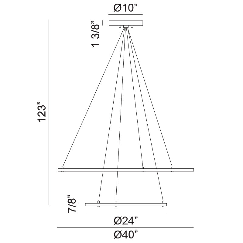 LED Steel Ring Frame with Acrylic Diffuser Chandelier 3CCT
