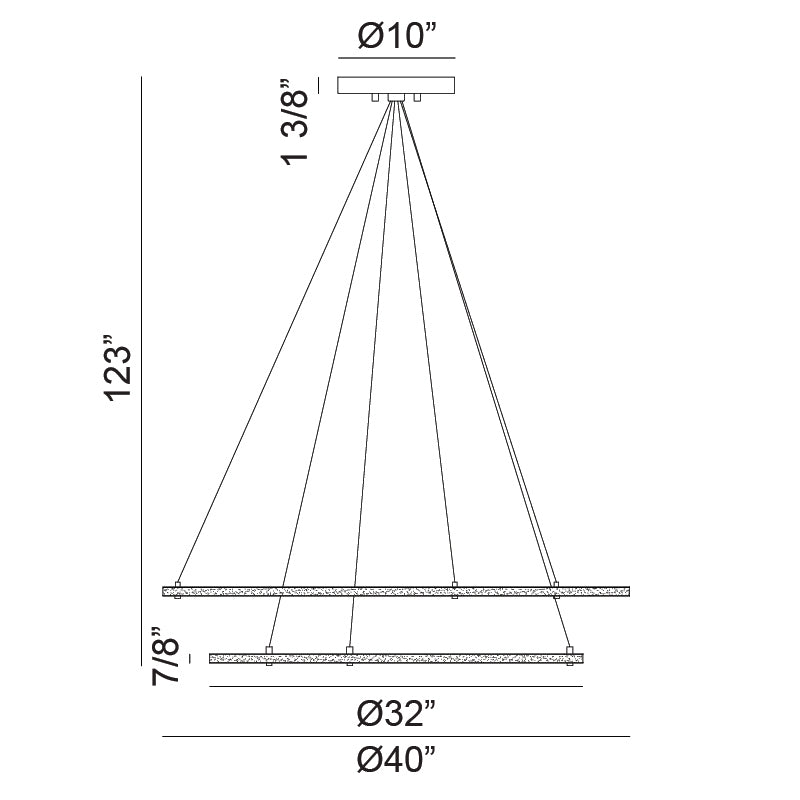 LED Steel Ring Frame with Acrylic Diffuser Chandelier 3CCT