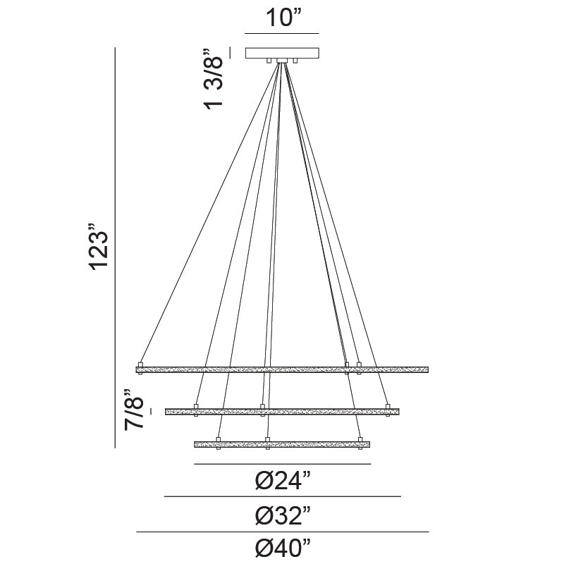 LED Steel Ring Frame with Acrylic Diffuser Chandelier 3CCT