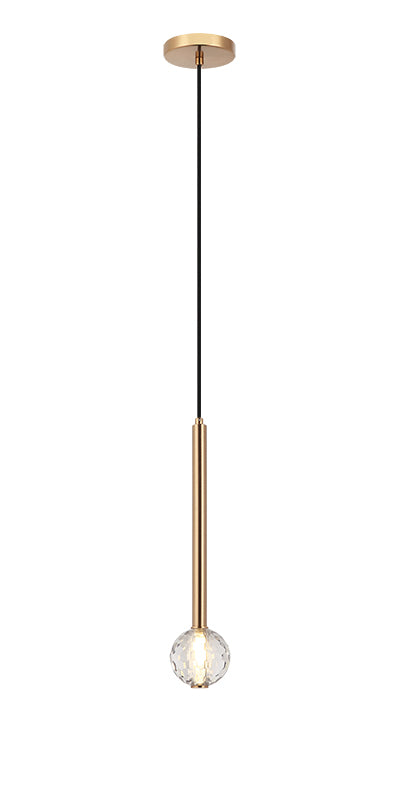 Steel Rod with Clear Honey Comb Crystal Globe Chandelier / Pendant