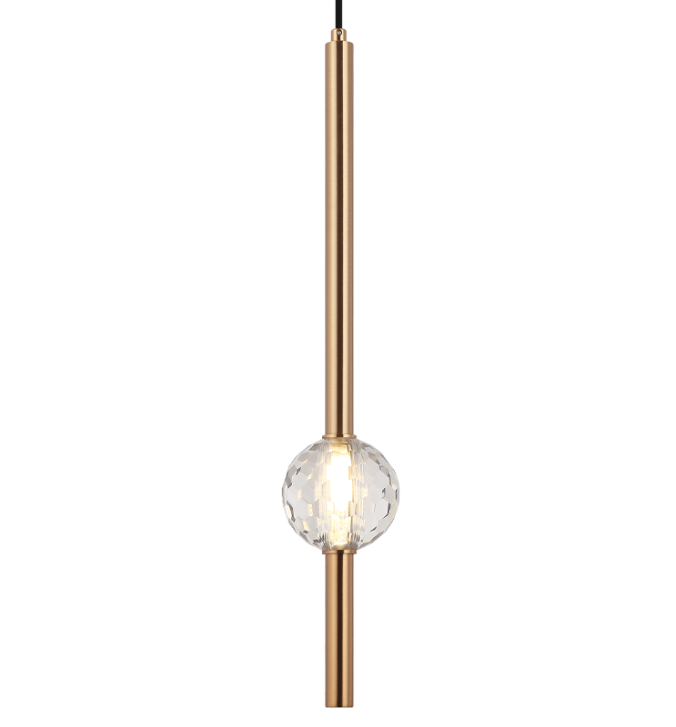 Steel Rod with Clear Honey Comb Crystal Globe Chandelier / Pendant