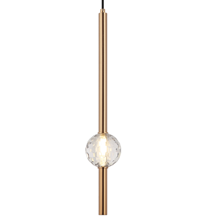 Steel Rod with Clear Honey Comb Crystal Globe Chandelier / Pendant
