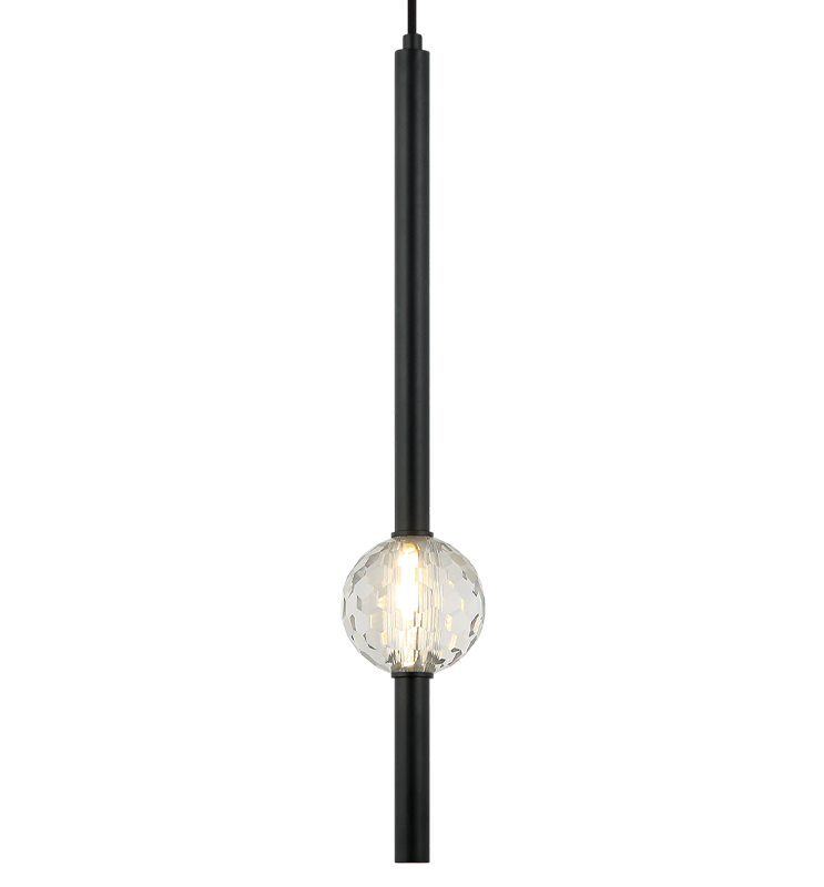 Steel Rod with Clear Honey Comb Crystal Globe Chandelier / Pendant