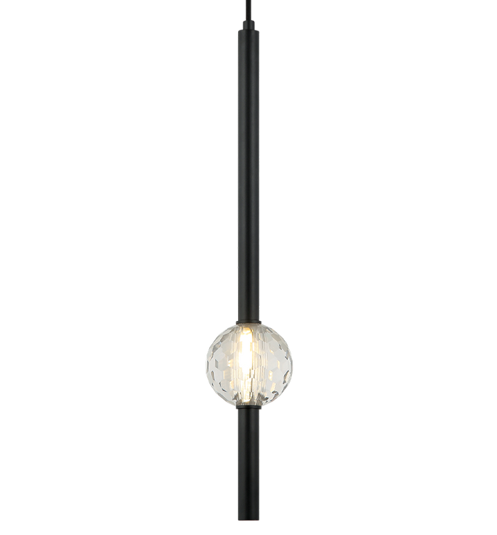 Steel Rod with Clear Honey Comb Crystal Globe Chandelier / Pendant