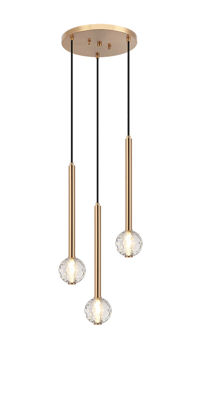 Steel Rod with Clear Honey Comb Crystal Globe Chandelier / Pendant