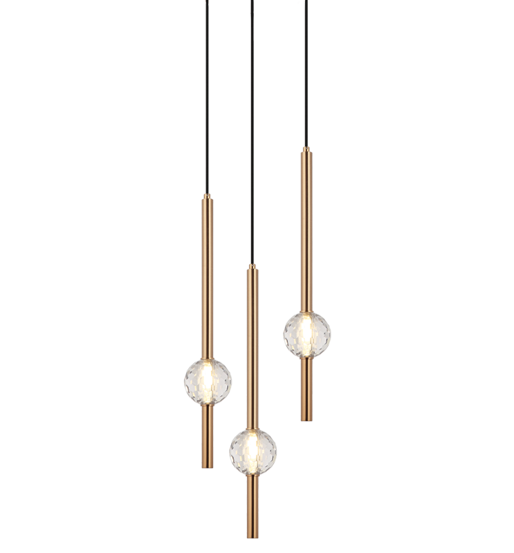 Steel Rod with Clear Honey Comb Crystal Globe Chandelier / Pendant