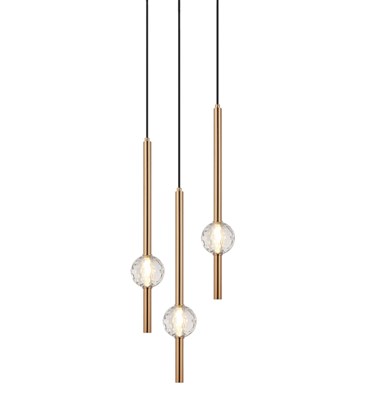 Steel Rod with Clear Honey Comb Crystal Globe Chandelier / Pendant