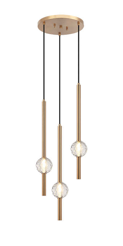 Steel Rod with Clear Honey Comb Crystal Globe Chandelier / Pendant