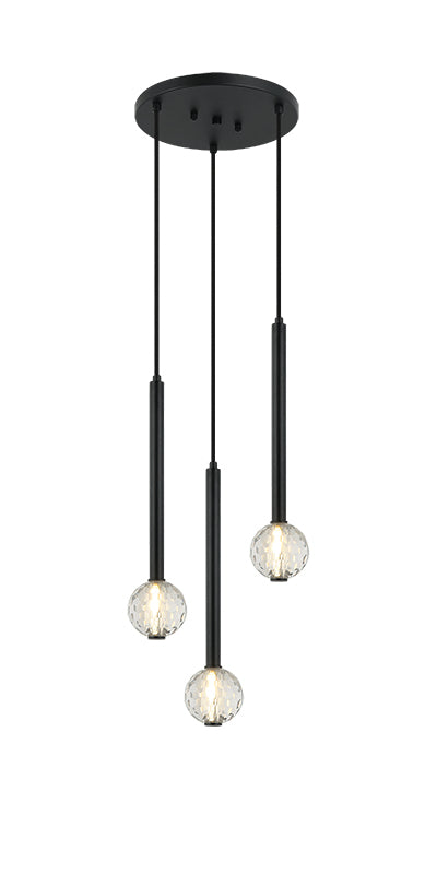 Steel Rod with Clear Honey Comb Crystal Globe Chandelier / Pendant