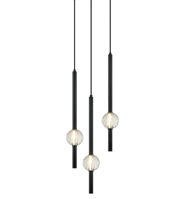 Steel Rod with Clear Honey Comb Crystal Globe Chandelier / Pendant