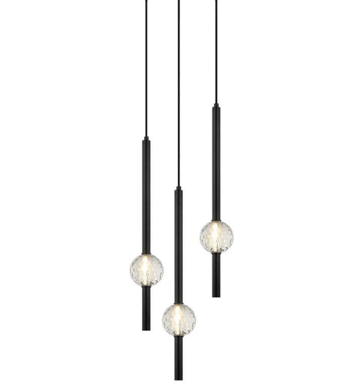 Steel Rod with Clear Honey Comb Crystal Globe Chandelier / Pendant