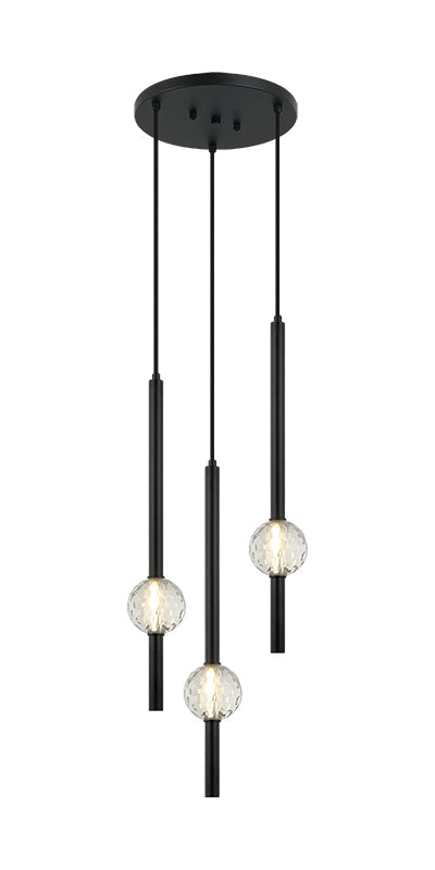 Steel Rod with Clear Honey Comb Crystal Globe Chandelier / Pendant