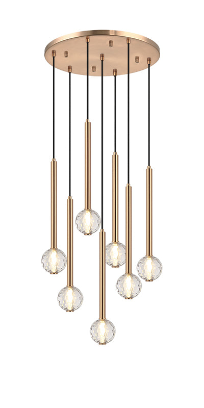 Steel Rod with Clear Honey Comb Crystal Globe Chandelier / Pendant