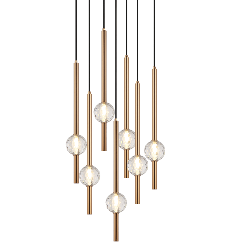 Steel Rod with Clear Honey Comb Crystal Globe Chandelier / Pendant