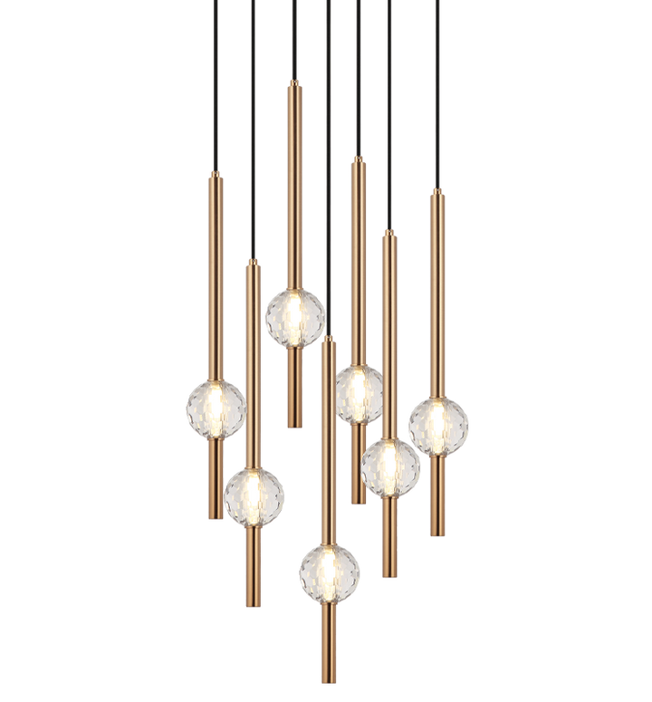 Steel Rod with Clear Honey Comb Crystal Globe Chandelier / Pendant