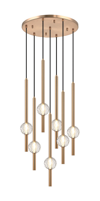 Steel Rod with Clear Honey Comb Crystal Globe Chandelier / Pendant