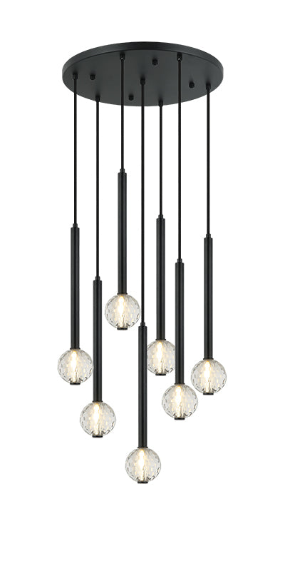 Steel Rod with Clear Honey Comb Crystal Globe Chandelier / Pendant