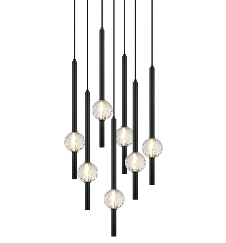 Steel Rod with Clear Honey Comb Crystal Globe Chandelier / Pendant
