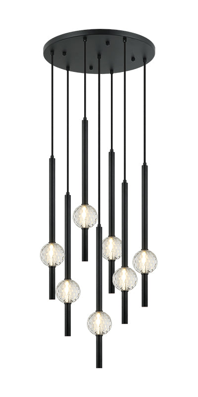 Steel Rod with Clear Honey Comb Crystal Globe Chandelier / Pendant