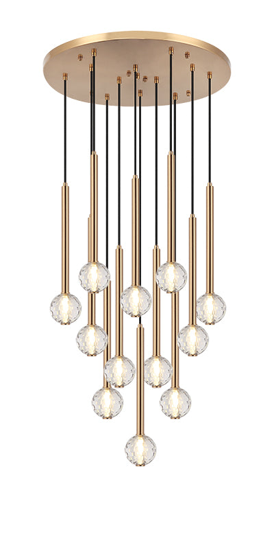 Steel Rod with Clear Honey Comb Crystal Globe Chandelier / Pendant