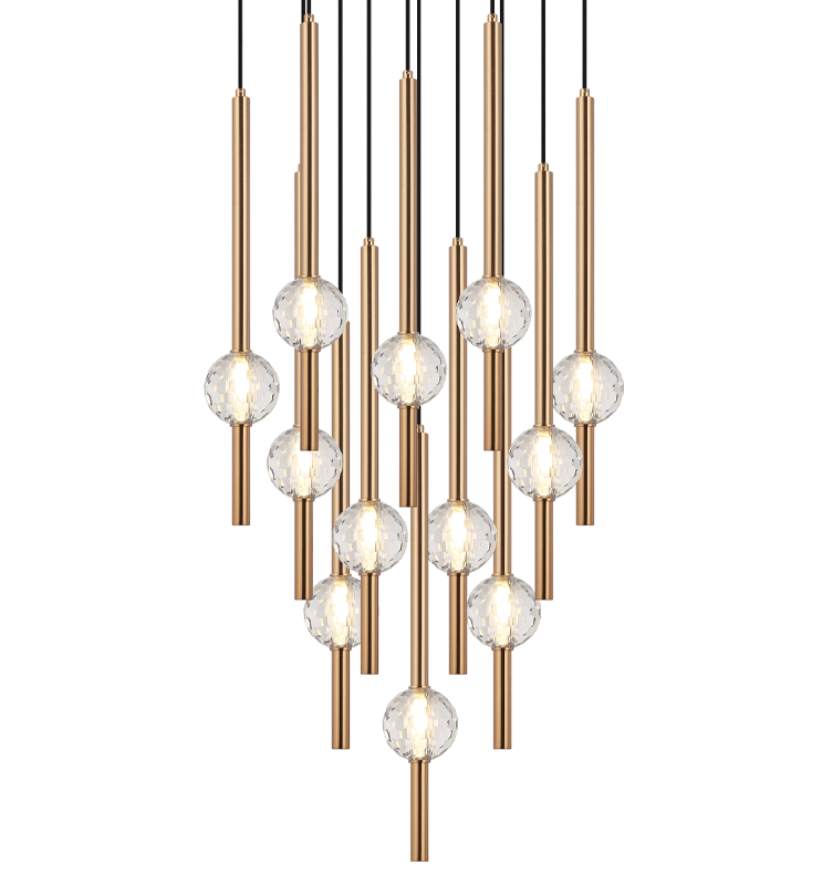 Steel Rod with Clear Honey Comb Crystal Globe Chandelier / Pendant