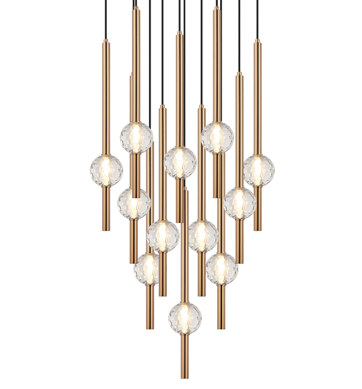 Steel Rod with Clear Honey Comb Crystal Globe Chandelier / Pendant