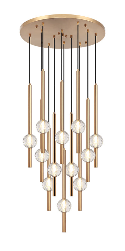 Steel Rod with Clear Honey Comb Crystal Globe Chandelier / Pendant