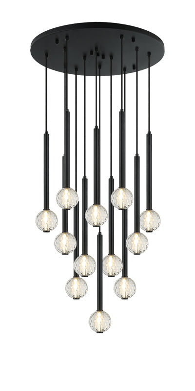 Steel Rod with Clear Honey Comb Crystal Globe Chandelier / Pendant