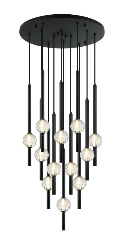 Steel Rod with Clear Honey Comb Crystal Globe Chandelier / Pendant