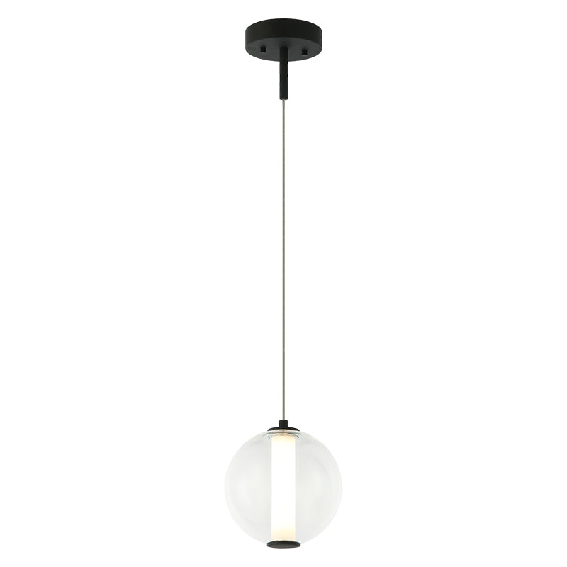 Belange - LED Steel Frame with Clear Glass and White Acrylic Diffuser Pendant in Matte Black by Matteo Lighting