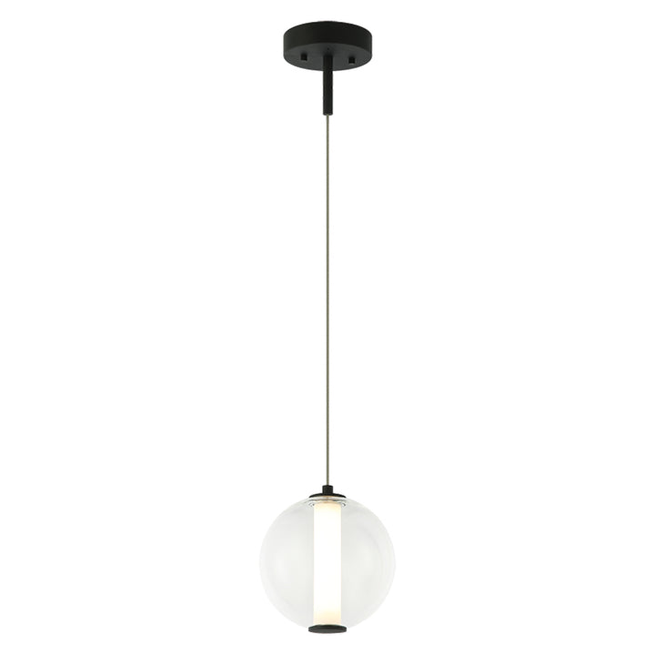 Belange - LED Steel Frame with Clear Glass and White Acrylic Diffuser Pendant in Matte Black by Matteo Lighting