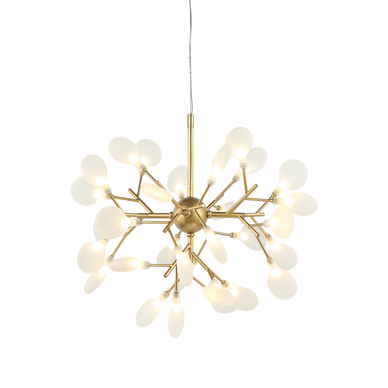 Steel Branch Arm with White Petal Diffusers Chandelier